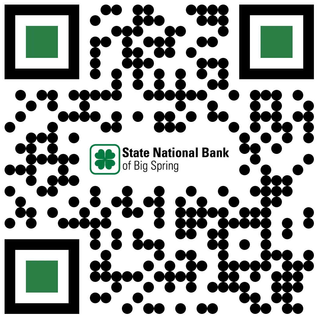 QR code for the State National Bank app in the Apple App Store