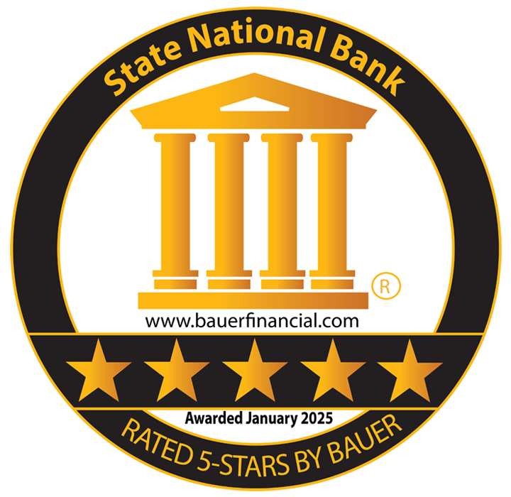 A Bauer Financial five star logo and a Cybersecurity Pioneer logo